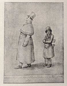 Österrike, Wien, karikatyr av den österrikiska barytonsångaren Johann Michael Vogl och kompositören Franz Peter Schubert, cirka 1825, blyertsteckning av Unbekannt Unbekannt