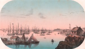 Baltic Fleet i Baro Sund, Finland, färglitografi, 29x20 cm, från Episodes de la guerre d