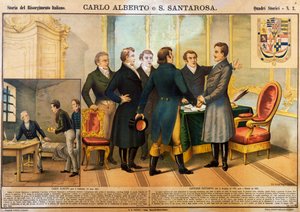 Carlo Alberto svär i konstitutionen den 14 mars av Unbekannt Unbekannt