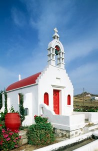 Kyrka på ön Mykonos, Kykladerna, Grekland (foto) av Unbekannt Unbekannt