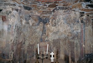 Skadad fresk i kyrkan i Kantanos, Kreta, Grekland (foto) av Unbekannt Unbekannt