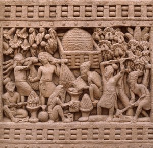 Detalj av den östra sidan av Stupan I i Sanchi (UNESCOs världsarvslista av Unbekannt Unbekannt