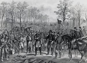 General Robert Lee överlämnade sig till General Ulysses Grant vid Appomattox, den 9 april av Unbekannt Unbekannt