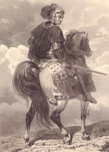 Italiens militärledare och politiker Gian Giacomo Trivulzio (1440-1518), gravyr, 22x16 cm, från Galerie Historique de Versailles, Histoire de France, Charles Gavard Publisher, Paris, ca 1840 av Unbekannt Unbekannt