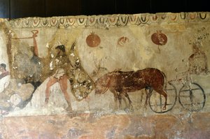 Resa till underjorden, fresk från Necropolis i Andriuolo-Laghetto i Paestum, Kampanien, Italien, antikens grekiska civilisation, Magna Graecia, 300-talet f.Kr. (foto) av Unbekannt Unbekannt