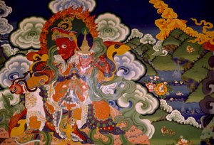 Väggmålning från Lamaistklostret i Lamayuru, Ladakh, Indien av Unbekannt Unbekannt