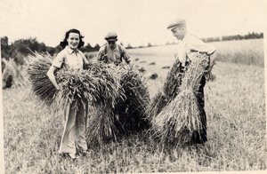 Fotografi av Adele Astaire vid skördetid (s/v foto) av Unbekannt Unbekannt