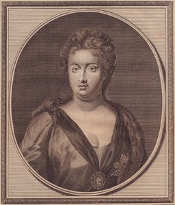 Porträtt av Anne Stuart, drottning av Storbritannien (1665-1714), kopparstick av John Goldar (1729-1795) från målning av G Kneller av Unbekannt Unbekannt