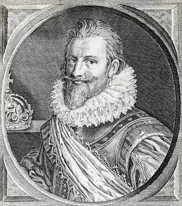 Porträtt av Christian IV (1588-1648), kung av Danmark och Norge, gravyr av Unbekannt Unbekannt