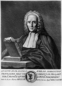 Porträtt av Giuseppe Averani, känd som Averanus (1662-1738), italiensk jurist och naturforskare, etsning från Serie av porträtt av berömda toskanska män, utgiven av Allegrini av Unbekannt Unbekannt