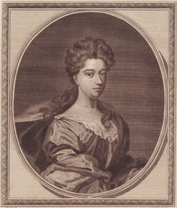 Porträtt av Greville Doddington, hertiginna av Manchester (1672-1720), kopparstick av John Goldar (1729-1795) från målning av G Kneller av Unbekannt Unbekannt