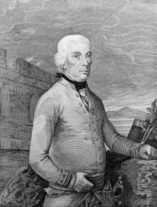 Porträtt av Michael Friedrich von Melas (1729-1806), Transsylvanienfödd fältmarskalk för det österrikiska imperiet under Napoleonkrigen, gravyr av Unbekannt Unbekannt