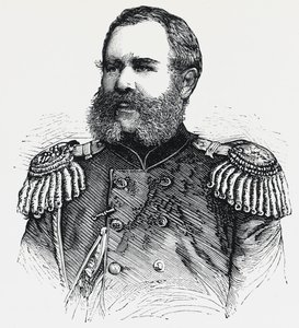 Porträtt av Nikolai Obruchev (1830-1904), rysk general, gravyr av Unbekannt Unbekannt