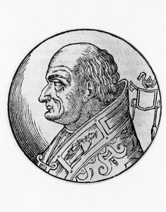 Porträtt av Saint Leo III (750-816), 96:e påven av katolska kyrkan från 796, gravyr av Unbekannt Unbekannt