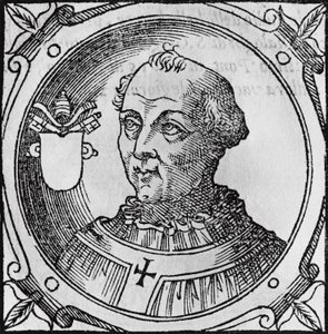 Porträtt av Stefan II, eller III (ca 714-757), 92:a påven av katolska kyrkan från 752, gravyr av Unbekannt Unbekannt