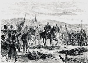 Prins Carol av Rumänien inspekterar trupperna efter det fjärde slaget vid Pleven, rysk-turkiska kriget av Unbekannt Unbekannt