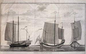 Segelbåtar i Macao, gravyr av Unbekannt Unbekannt