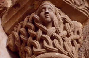 Spanien, Navarra, den helige frälsarens kloster av Leyre, Porta Speciosa, dekorerad huvudstad av Unbekannt Unbekannt