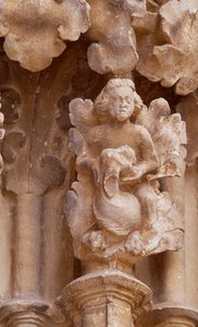 Spanien, Navarra, Ujue, Santa Maria-kyrkan, arkitektonisk detalj av Unbekannt Unbekannt