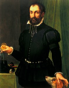 Klockor, handled, analoga porträtt av en man som håller en klocka, c 1558 av Unbekannt Unbekannt