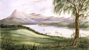 Twofold Bay, New South Wales, ca 1860 (akvarell) av Lieutenant George Austin Woods
