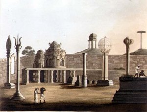 En morisk moské i Bangalore, tallrik 19 från "Pictorial Scenery in the Kingdom of Mysore", pub. av Edward Orme (1774-c.1820) 1804 (akvatint)