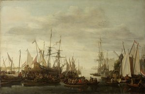 En kölhalning, enligt den icke bestyrkta traditionen, av amiral Jan van Nes skeppsdoktor av Lieve Pietersz. Verschuier