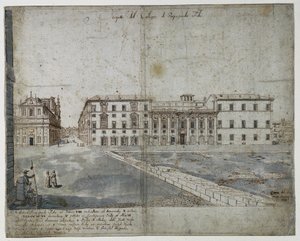 Arton utsikter över Rom: Collegio di Propaganda Fide recto, 1665.