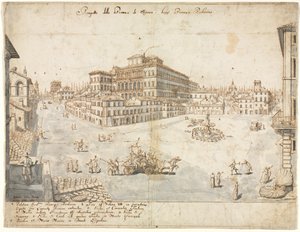Arton utsikter över Rom: Piazza Barberini recto ..., 1665.