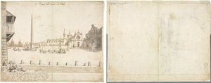 Arton utsikter över Rom: Piazza del Popolo (recto); Skiss för San Giovanni in Laterano (verso)
