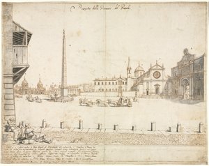 Arton utsikter över Rom: Piazza del Popolo recto, 1664.