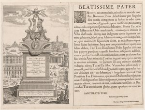 Frontispice från Prospectus Lourum Urbis Romae Insign[ium], 1666. av Lievin Cruyl