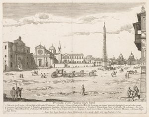 Piazza del Popolo från prospektet i Lourum i staden Rom, 1666. av Lievin Cruyl