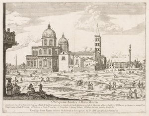 Santa Maria Maggiore från prospektet för Lourum i staden Rom, 1666. av Lievin Cruyl