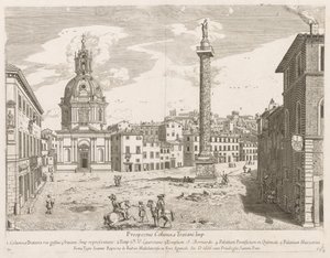 Trajans kolumn från prospekt Lourum Urbis Romae Insignium, 1666 av Lievin Cruyl
