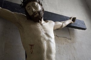 Kristus på korset, detalj (målat trä) av Ligier Richier