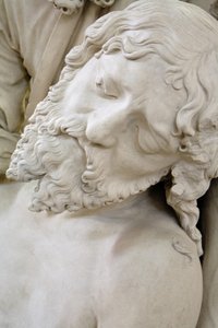 Gravläggningen och jungfruns svimning, detalj: Jesu huvud av Ligier Richier