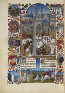 Très Riches Heures du duc de Berry Folio 86, verso - The Funeral of Raymond Diocrès av Limbourg Brothers