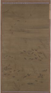 Gäss nedstigande på Sands, Mingdynastin, 1621. av Lin Xue
