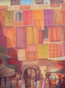 Stadsmur med mattor, Jaisalmer av Lincoln Seligman