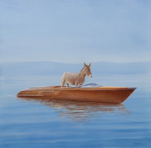 Donkey in a Riva, 2010 (akryl på duk)