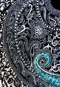 Paisley-studie, 2016 (Bläck på akvarellpapper) av linda arthurs