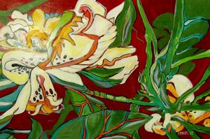 Vit blomma, 2016 (blandteknik)