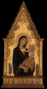 Madonna och barn med heliga och änglar, ca. 1350.