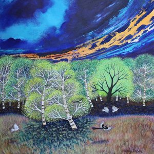 Evening Sky, 2023 (akryl på duk) av Lisa Graa Jensen