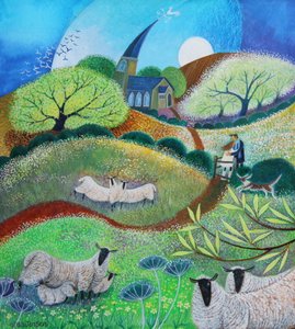Kissing Gate, 2021 (akryl på papper) av Lisa Graa Jensen