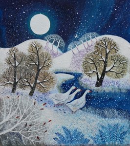 Snowy Silence, 2021, (akryl på duk) av Lisa Graa Jensen