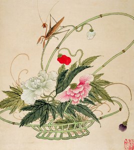 En i en serie målningar av blommor och insekter, sent 1800-tal