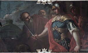 Alexander den store skär den gordiska knuten, 1736-1737 av Livio Retti