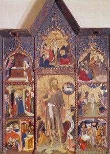 Johannes döparens altartavla: scen i hans liv. Målning av Luis Borrassa (1350-1424). Museet för dekorativ konst, Paris